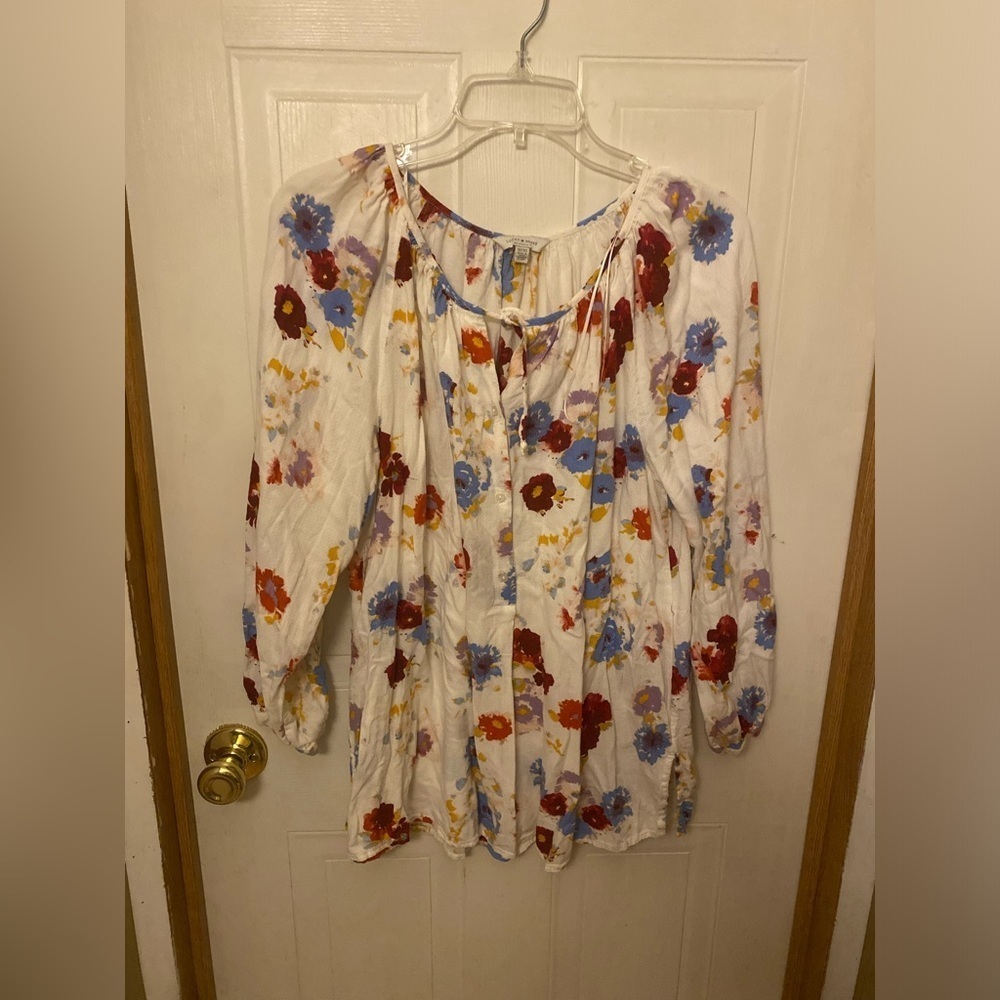 Lucky Brand Floral Boho Peasant Blouse 1X - Picture 4 of 7